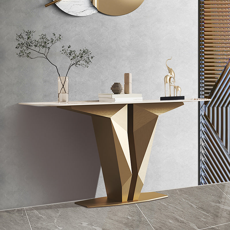 Console di divano glam a mezza luna con staffa in acciaio inossidabile per Hall