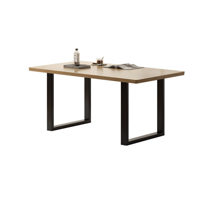 Mesa de comedor de madera maciza de roble rectangular de roble industrial con trineo