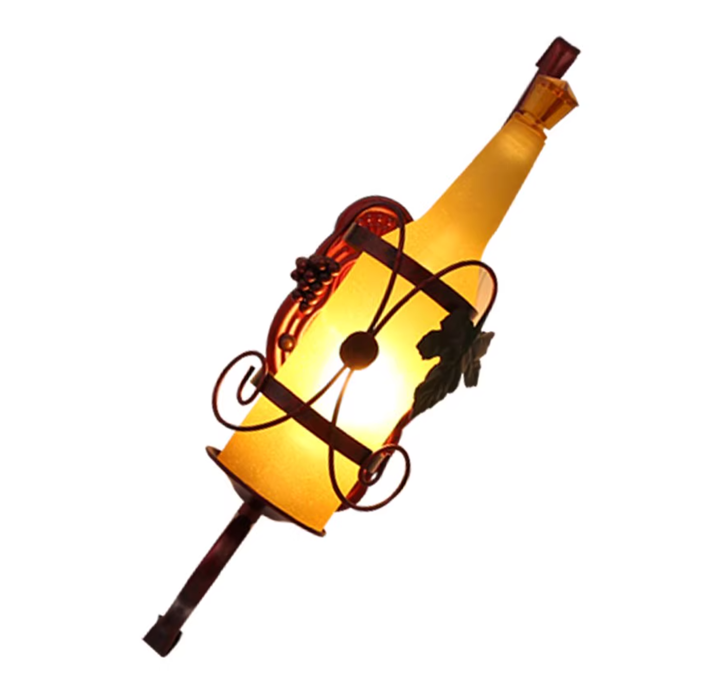 Vintage Wine Bottle Wall Sconce Light 1 Light Glass Wall Lamp in Yellow for Dining Room Clearhalo 'Art deco wall lights' 'Cast Iron' 'Glass' 'Industrial wall lights' 'Industrial' 'Middle century wall lights' 'Modern' 'Rustic wall lights' 'Tiffany' 'Traditional wall lights' 'Wall Lamps & Sconces' 'Wall Lights' Lighting' 7899