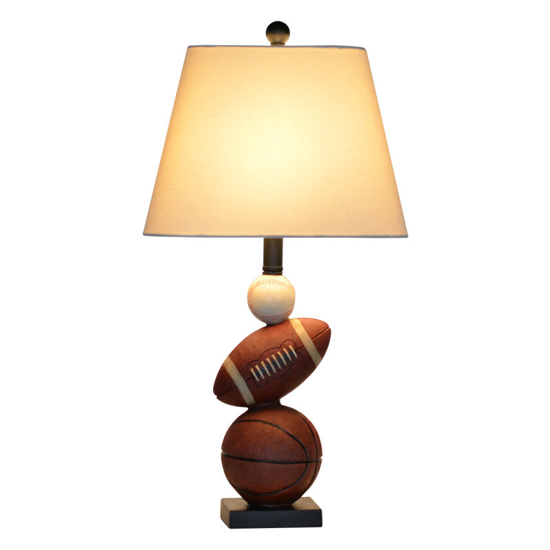 Sport Balls Bedroom Nightstand Lamp Resin Single-Bulb Kids Table Light with Empire Shade in White Clearhalo 'Lamps' 'Table Lamps' Lighting' O1CN01eGluf821hqA2Y6GA8__2217946027017-0-cib