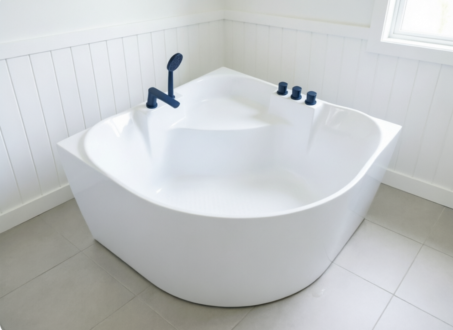 Modern Acrylic Corner Bath Soaking Seat Included Bathtub in White Massage Not Included Tub with Black 5-Piece Set Clearhalo 'Bathroom Remodel & Bathroom Fixtures' 'Bathtubs' 'Home Improvement' 'home_improvement' 'home_improvement_bathtubs' 'Showers & Bathtubs' ScreenShot_2026-08-03_163459_118