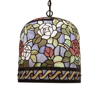 Purple-Red Stained Glass Bell Ceiling Lamp Tiffany 1 Head Pendant Hanging Light Clearhalo 'Ceiling Lights' 'Industrial' 'Middle Century Pendants' 'Pendant Lights' 'Pendants' 'Tiffany close to ceiling' 'Tiffany Pendants' 'Tiffany' Lighting' 101708
