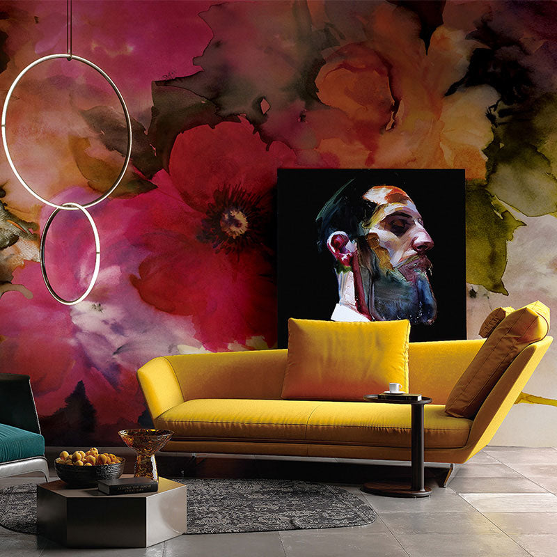 Natural Color Blossoming Flower Mural Moisture-Resistant Wall Art for Guest Room Decor Pink Clearhalo 'Wall Decor' 'Wall Mural' 1036800