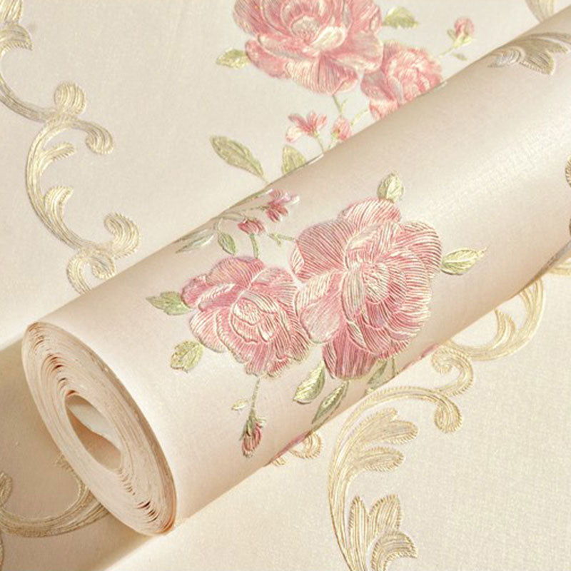 16.5' x 20.5" Countryside Wallpaper for Bedroom Decoration with Dense Flower Pattern in Natural Color, Self-Adhesive Clearhalo 'Country wall decor' 'Rustic' 'Wallpaper' Wall Decor' 1042111