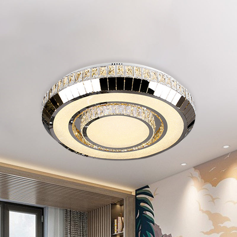 Stainless Steel LED Flush Mount Ceiling Light Simple Beveled Glass Crystal Round Lighting Fixture Clearhalo 'Ceiling Lights' 'Close To Ceiling Lights' 'Close to ceiling' 'Flush mount' Lighting' 1047242