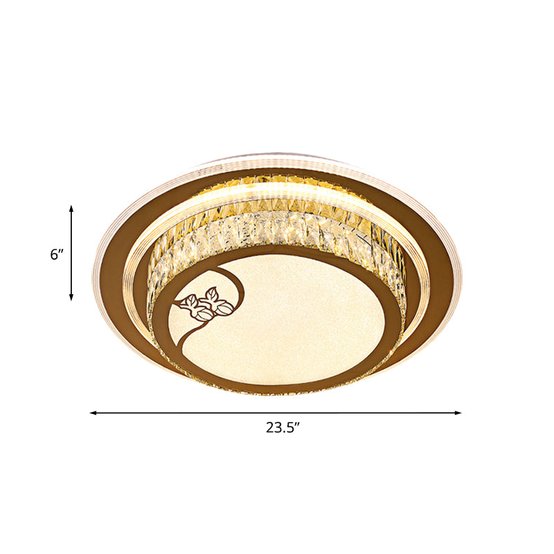 LED Crystal Ceiling Light Flush Mount Contemporary Chrome Drum Bedroom Lighting Fixture Clearhalo 'Ceiling Lights' 'Close To Ceiling Lights' 'Close to ceiling' 'Flush mount' Lighting' 1047268