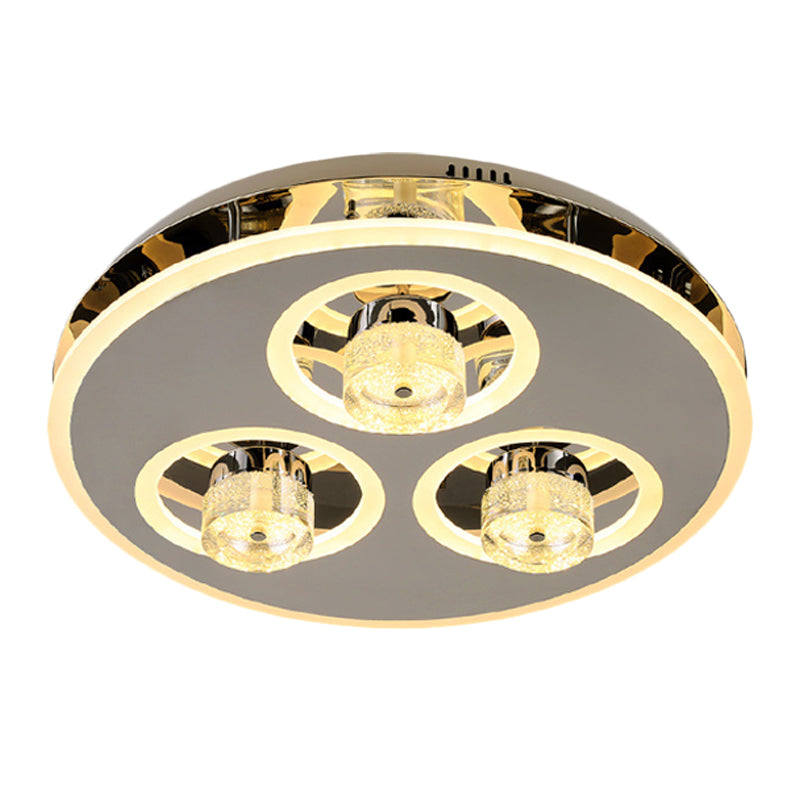 Circle Beveled Crystal Flushmount Nordic Bedroom LED Close to Ceiling Lighting Fixture in Nickel Clearhalo 'Ceiling Lights' 'Close To Ceiling Lights' 'Close to ceiling' 'Flush mount' Lighting' 1047271