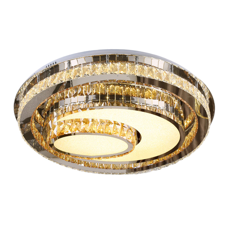 LED Flushmount Ceiling Lamp Nordic Round Beveled Glass Crystal Lighting Fixture in Chrome Clearhalo 'Ceiling Lights' 'Close To Ceiling Lights' 'Close to ceiling' 'Flush mount' Lighting' 1047287