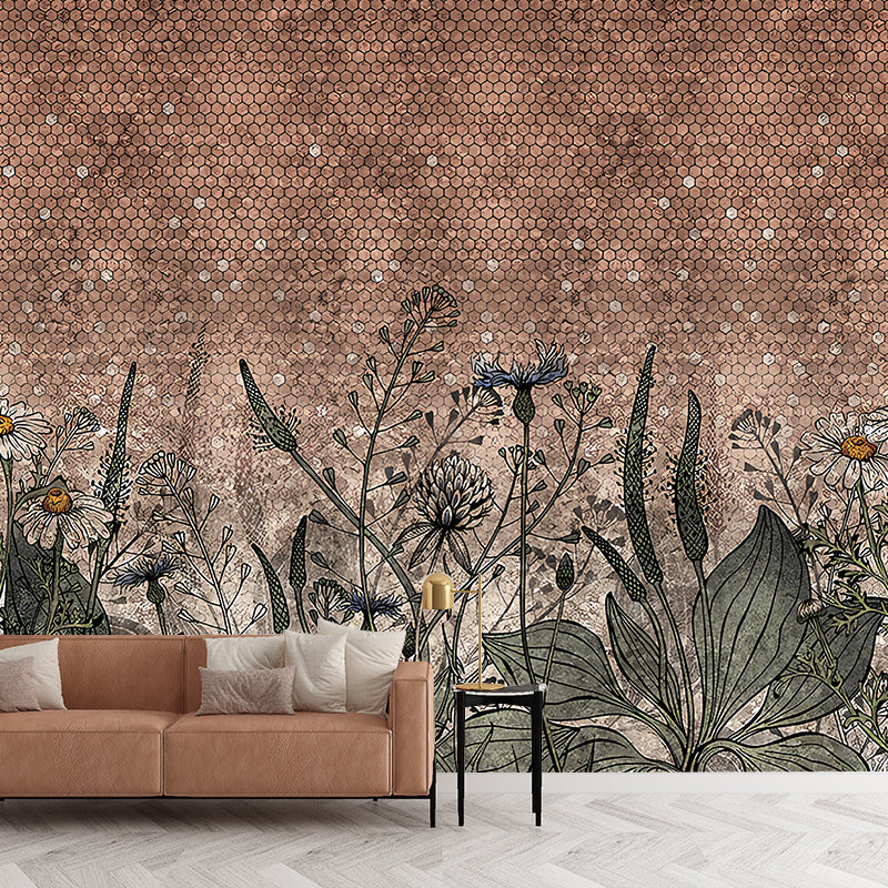 Stain-Resistant Plants Wall Mural Decal Non-Woven Fabric Classic Wall Covering for Bedroom Clearhalo 'Wall Decor' 'Wall Mural' 1048375