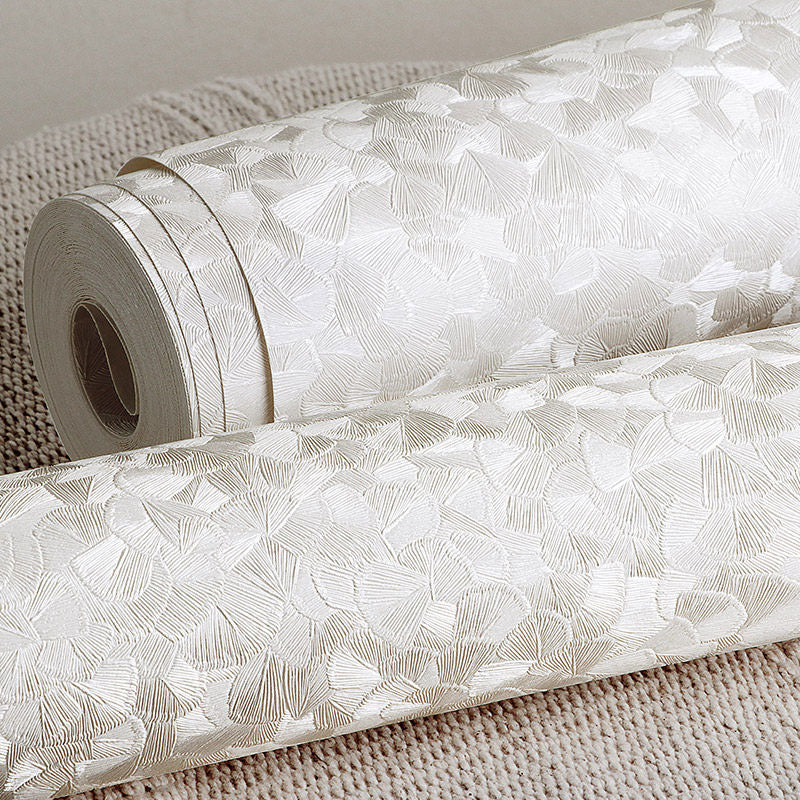 Ginkgo Leaves Wall Decor for Bedroom Plants Wallpaper Roll in Neutral Color, Stain-Resistant Clearhalo 'Modern wall decor' 'Modern' 'Wallpaper' Wall Decor' 1049526