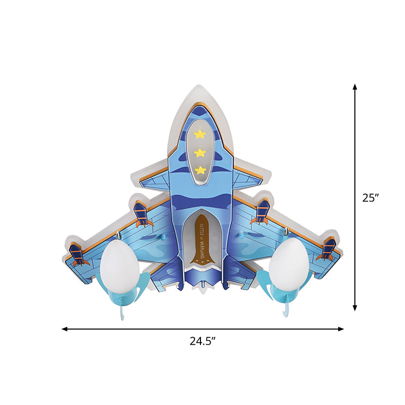 Aircraft-Shape Flush Mount Fixture Cartoon Acrylic LED Blue Flushmount Lighting with Bullet Frosted Glass Shade Clearhalo 'Ceiling Lights' 'Close To Ceiling Lights' 'Close to ceiling' 'Flush mount' Lighting' 1062360