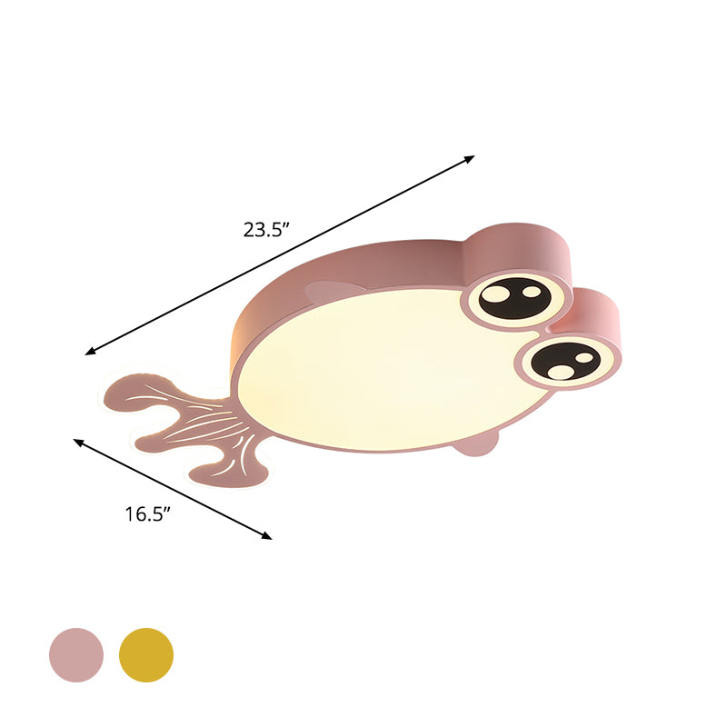 Acrylic Goldfish Flush Light Fixture Cartoon LED Flush Ceiling Lamp in Pink/Yellow for Kids Bedroom Clearhalo 'Ceiling Lights' 'Close To Ceiling Lights' 'Close to ceiling' 'Flush mount' Lighting' 1062376