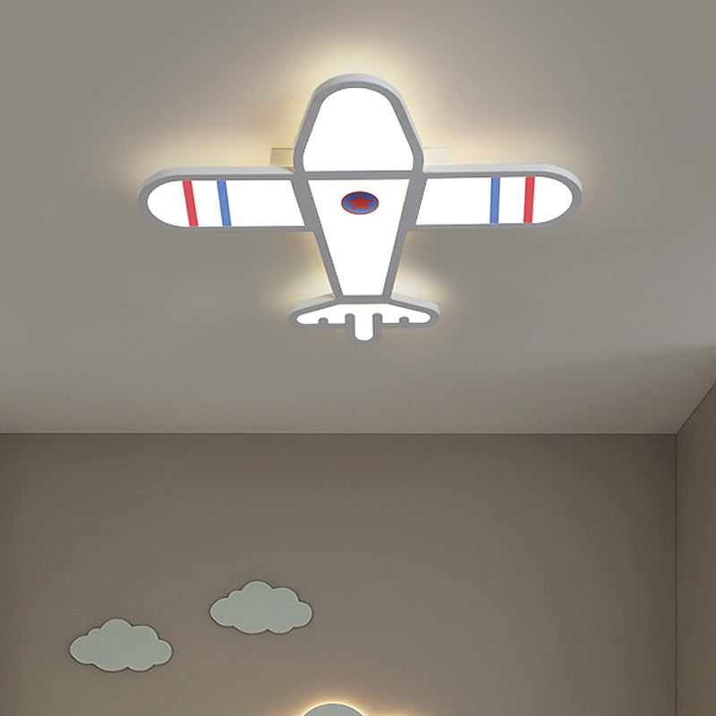 Plane Shaped Flushmount Light Cartoon Acrylic LED Bedroom Flush Mounted Lamp in White/Blue Clearhalo 'Ceiling Lights' 'Close To Ceiling Lights' 'Close to ceiling' 'Flush mount' Lighting' 1062451