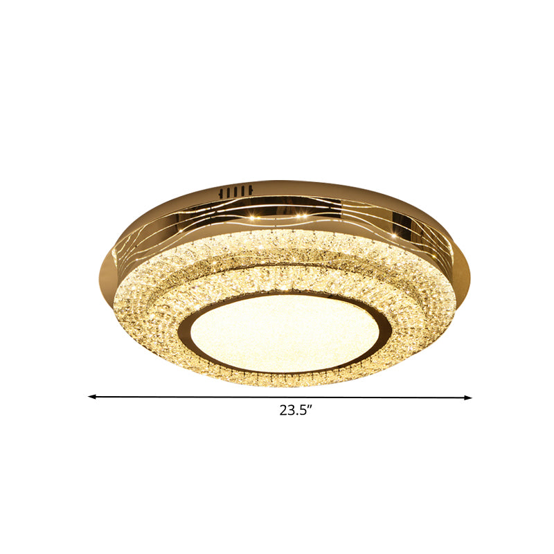 Modernist Round Flushmount Lighting Beveled Crystal LED Bedroom Flush Mount Lamp in Stainless-Steel Clearhalo 'Ceiling Lights' 'Close To Ceiling Lights' 'Close to ceiling' 'Flush mount' Lighting' 1062708