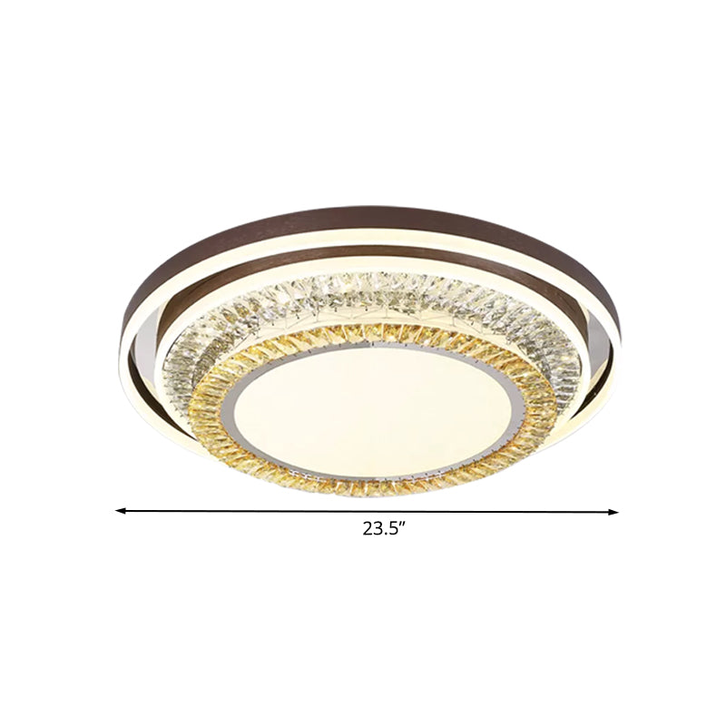 Round Living Room Flush Lighting Crystal Block LED Modernism Flush Mounted Lamp in Brown Clearhalo 'Ceiling Lights' 'Close To Ceiling Lights' 'Close to ceiling' 'Flush mount' Lighting' 1062728