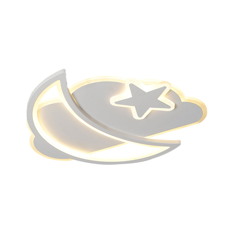 Moon Night Sky Ultrathin Ceiling Lighting Nordic Acrylic White LED Flush Mounted Light for Bedroom Clearhalo 'Ceiling Lights' 'Close To Ceiling Lights' 'Close to ceiling' 'Flush mount' Lighting' 1062936