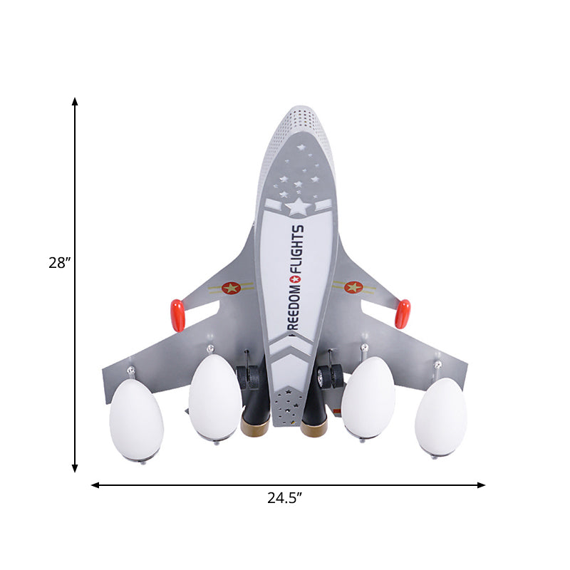 Silver Airplane Flush Light Fixture Kids Style 4-Head Metal Ceiling Mount Lamp for Bedroom Clearhalo 'Ceiling Lights' 'Close To Ceiling Lights' 'Close to ceiling' 'Semi-flushmount' Lighting' 1062963
