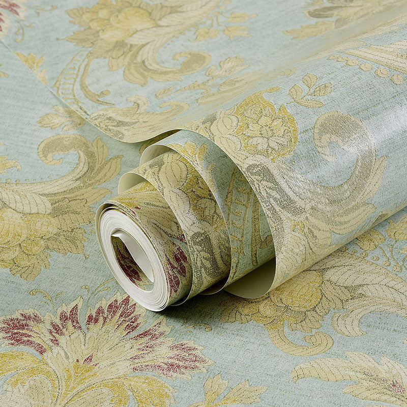 Blue Rural Wallpaper 20.5"W x 33'L Garden Flowers Wall Covering for Home Decoration, Non-Pasted Clearhalo 'Country wall decor' 'Rustic' 'Wallpaper' Wall Decor' 1063225