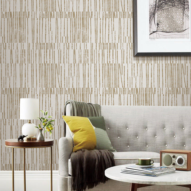 33' x 20.5" Stripes Wallpaper Roll in Natural Color Non-Woven Material Wall Decor for Bedroom, Non-Pasted Clearhalo 'Modern wall decor' 'Modern' 'Wallpaper' Wall Decor' 1122626