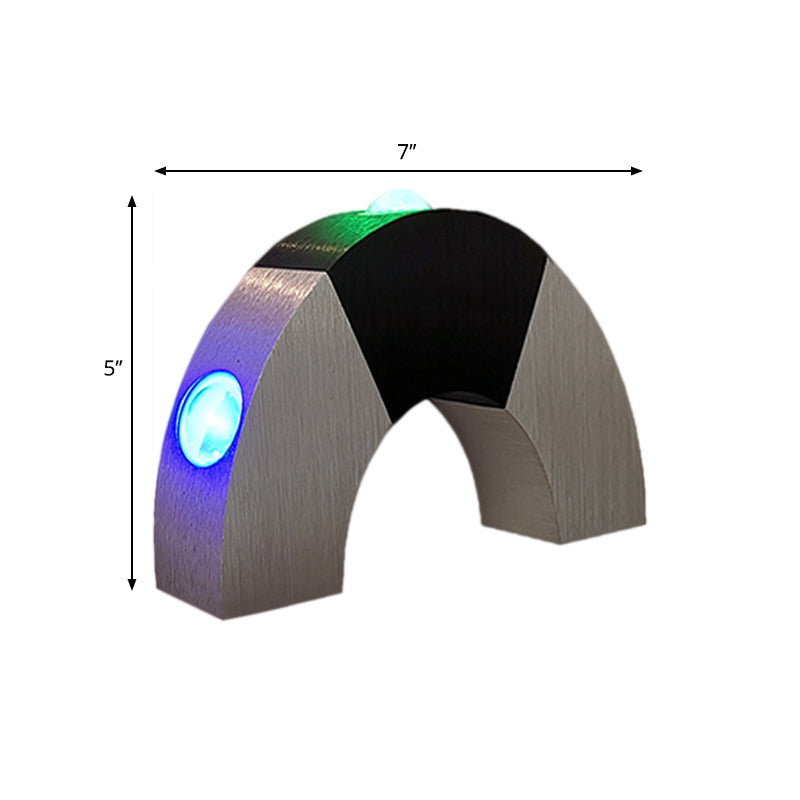 Black and Silver Arch Small Wall Light Simplicity Aluminum RGB Color LED Sconce Lighting Fixture Clearhalo 'Cast Iron' 'Glass' 'Industrial' 'Modern wall lights' 'Modern' 'Tiffany' 'Traditional wall lights' 'Wall Lamps & Sconces' 'Wall Lights' Lighting' 1125823