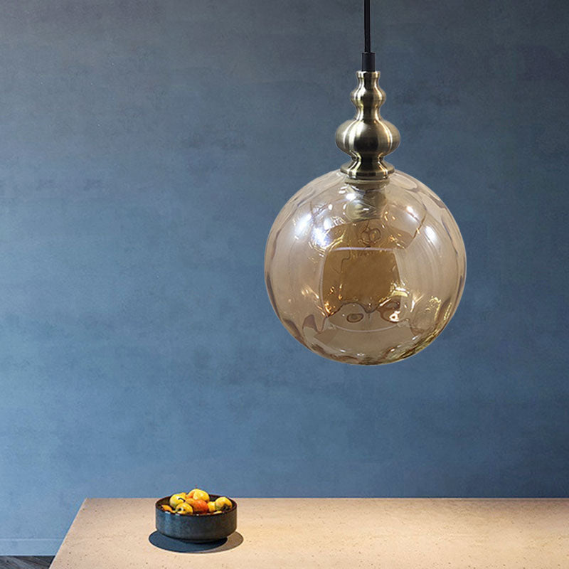 1 Bulb Globe Pendant Light Contemporary Hammered Glass Suspension Light for Boutique Kitchen Clearhalo 'Ceiling Lights' 'Glass shade' 'Glass' 'Modern Pendants' 'Modern' 'Pendant Lights' 'Pendants' Lighting' 1127549