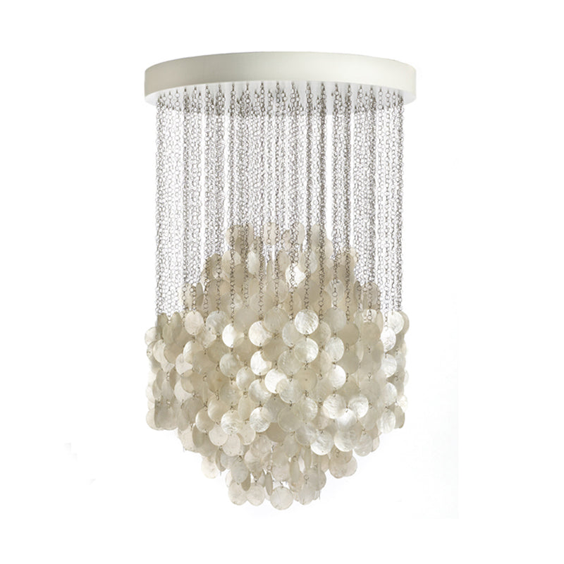 Wind Chime Chandelier Pendant Light Nordic Shell 19.5"/23.5" Dia 4 Lights White Hanging Ceiling Light Clearhalo 'Ceiling Lights' 'Chandeliers' 'Modern Chandeliers' 'Modern' Lighting' 113097