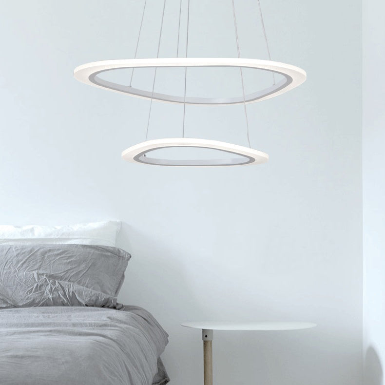 Acrylic Triangle Chandelier Lighting Fixture Modern LED 1/2/3-Head Ceiling Pendant in Warm/White Light Clearhalo 'Ceiling Lights' 'Chandeliers' 'Modern Chandeliers' 'Modern' Lighting' 113289