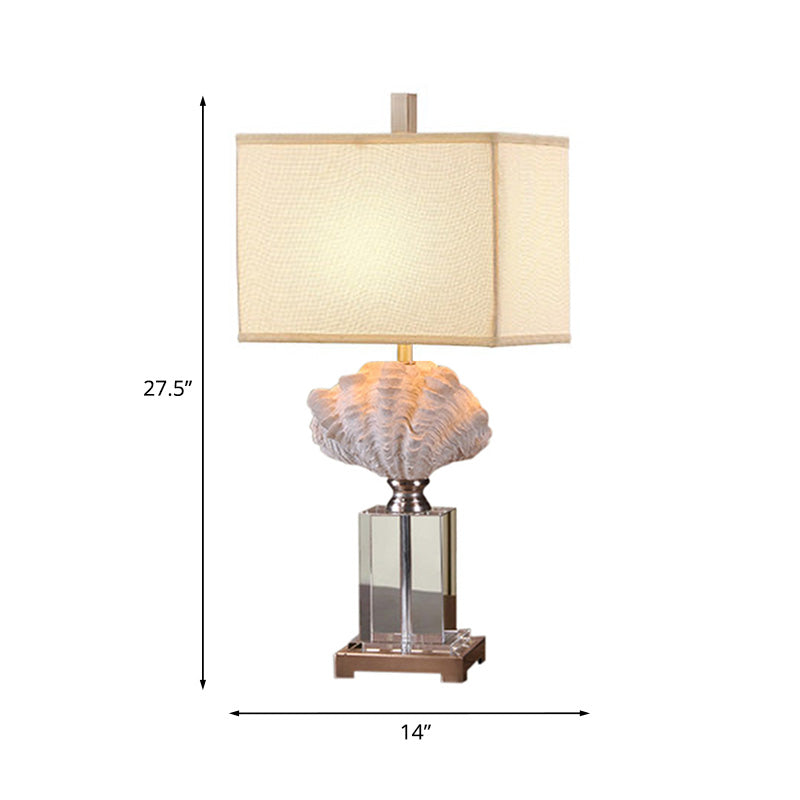 Conch Shell Bedside Table Lamp Rustic Resin Bulb White Night