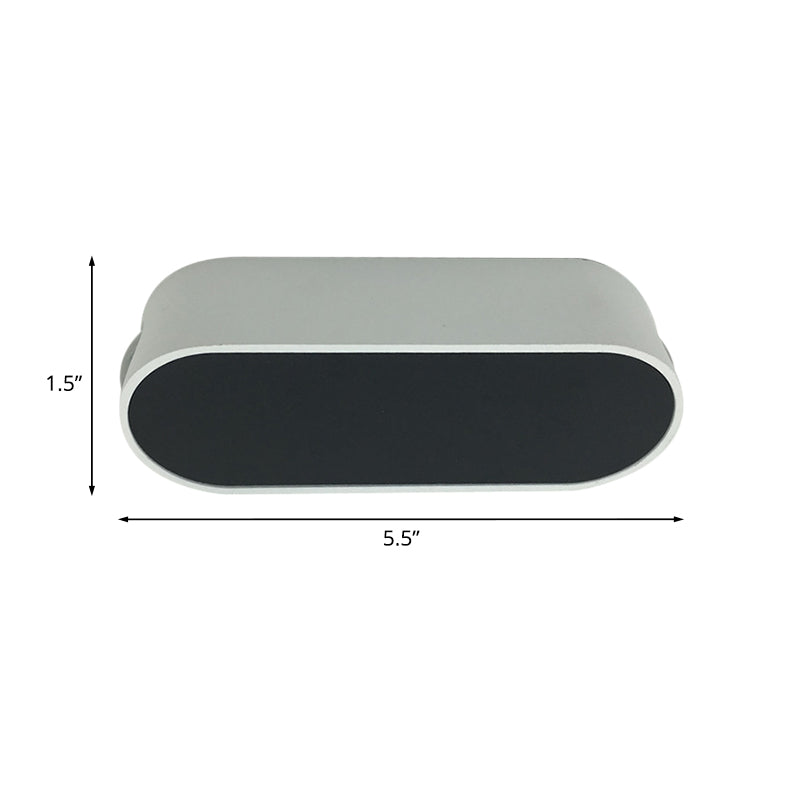 Corridor LED Flush Wall Sconce Simplicity Black and White Wall Lamp with Oblong Metal Shade, Purple/Yellow/Red Light Clearhalo 'Cast Iron' 'Glass' 'Industrial' 'Modern wall lights' 'Modern' 'Tiffany' 'Traditional wall lights' 'Wall Lamps & Sconces' 'Wall Lights' Lighting' 1136810