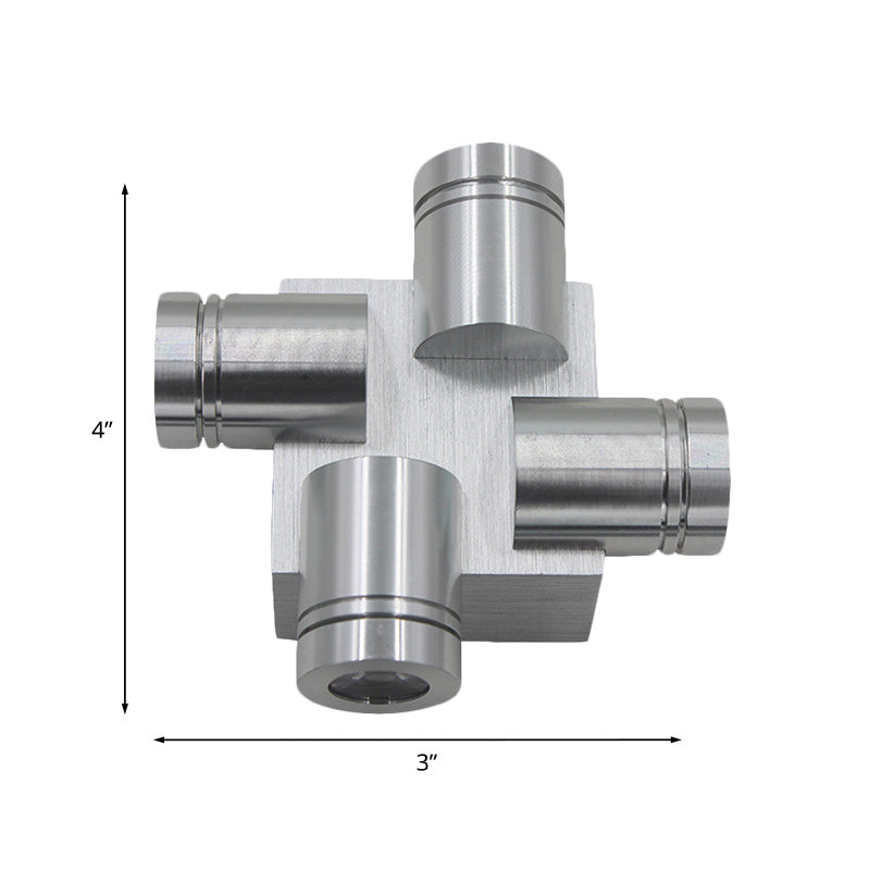 Cross Aluminum Wall Mount Lamp Contemporary Silver LED Sconce Light in Yellow/Pink/Blue Light Clearhalo 'Cast Iron' 'Glass' 'Industrial' 'Modern wall lights' 'Modern' 'Tiffany' 'Traditional wall lights' 'Wall Lamps & Sconces' 'Wall Lights' Lighting' 1136825