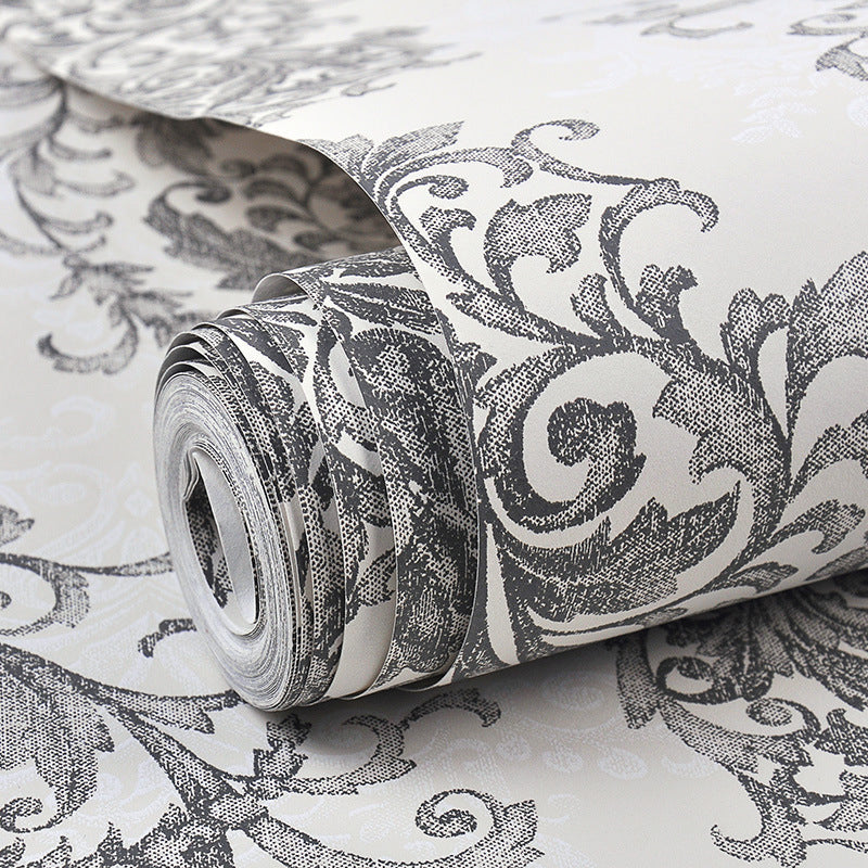 Antique Damask Wallpaper for Bedroom Decoration 33' L x 20.5" W Wall Art in Pastel Color Clearhalo 'Vintage wall decor' 'Vintage' 'Wallpaper' Wall Decor' 1170734