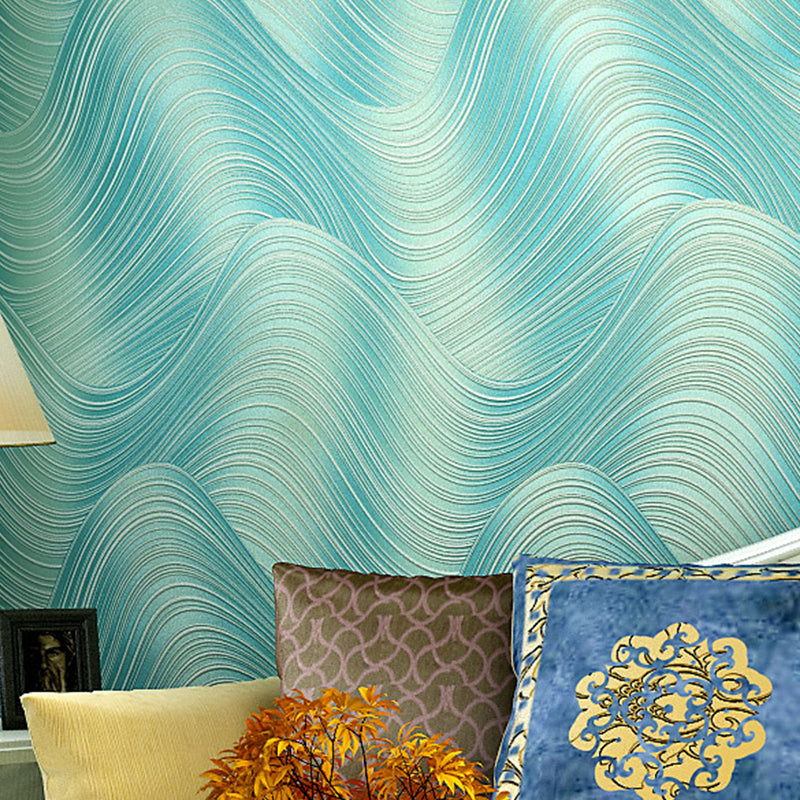 Non-Woven Fabric Wallpaper Rippling Abstract Pattern Smooth Wall Covering for Bedroom Turquoise Clearhalo 'Wall Decor' 'Wallpaper' 1178118