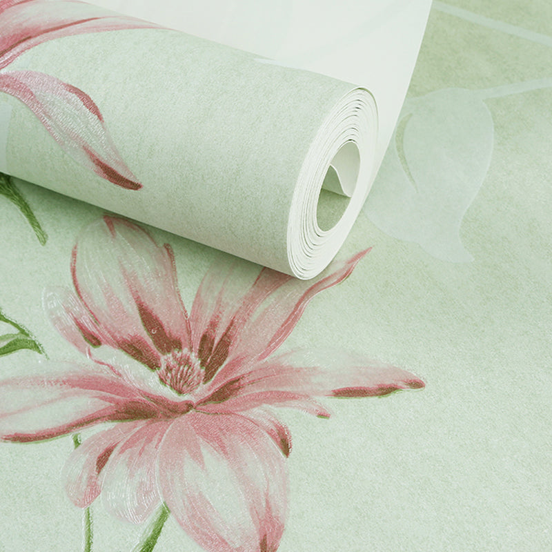 Rust Lily Blossom Wallpaper for Accent Wall 31' L x 20.5" W Wall Decor in Light Color Clearhalo 'Country wall decor' 'Rustic' 'Wallpaper' Wall Decor' 1184439