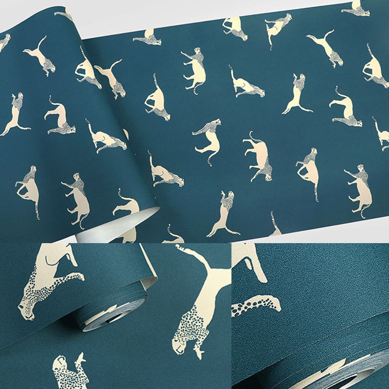 Scandinavian Animal Leopard Wallpaper Bright Color Non-Pasted Wall Decor for Home Clearhalo 'Modern wall decor' 'Modern' 'Wallpaper' Wall Decor' 1184508