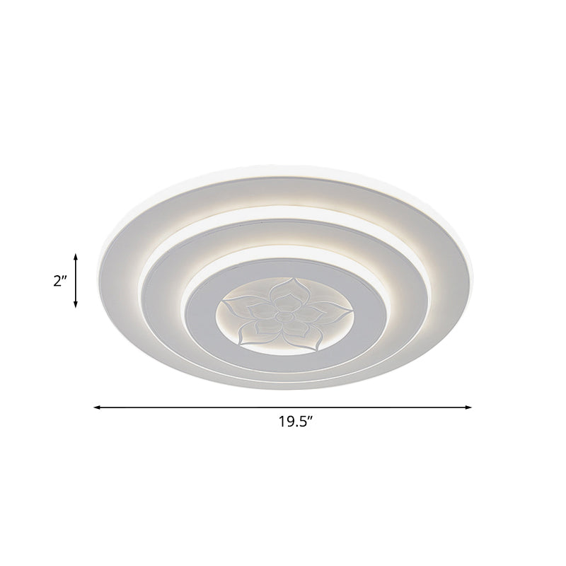 Modernist 3-Stacked Circle Flush Lighting Metallic LED Bedroom Ceiling Flush Mount in White Clearhalo 'Ceiling Lights' 'Close To Ceiling Lights' 'Close to ceiling' 'Flush mount' Lighting' 1193730