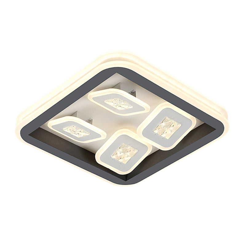 Black 4-Square Flush Mount Lighting Modernist LED Acrylic Light Fixture with Frame Clearhalo 'Ceiling Lights' 'Close To Ceiling Lights' 'Close to ceiling' 'Flush mount' Lighting' 1193820