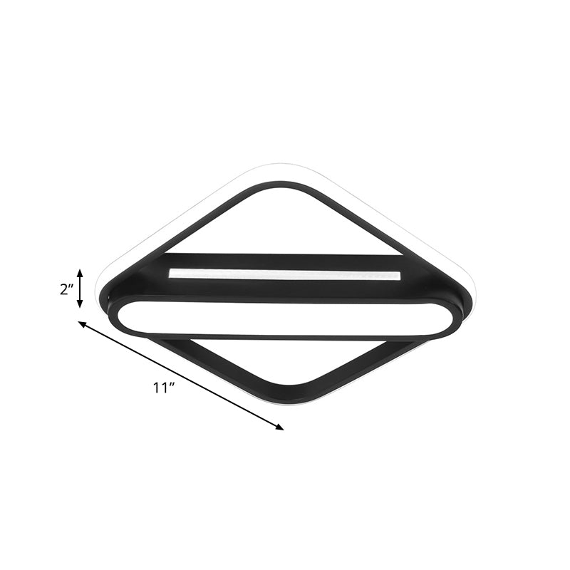 Rhombus Frame Hallway Flush Lamp Fixture Acrylic LED Simplicity Flush Mounted Light in Black, White/Warm Light (The customization will be 15 days) Clearhalo 'Ceiling Lights' 'Close To Ceiling Lights' 'Close to ceiling' 'Flush mount' Lighting' 1193839