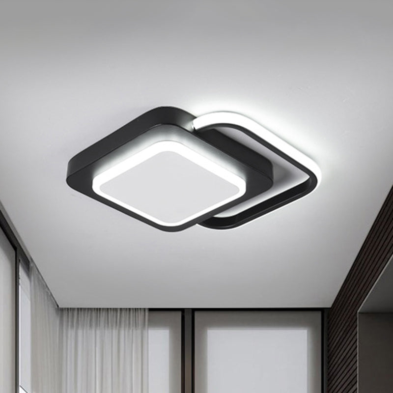 Metal Rhombus Ceiling Mounted Light Minimal LED Black Flush Lamp in White/Warm Light for Balcony (The customization will be 15 days) Clearhalo 'Ceiling Lights' 'Close To Ceiling Lights' 'Close to ceiling' 'Flush mount' Lighting' 1193841