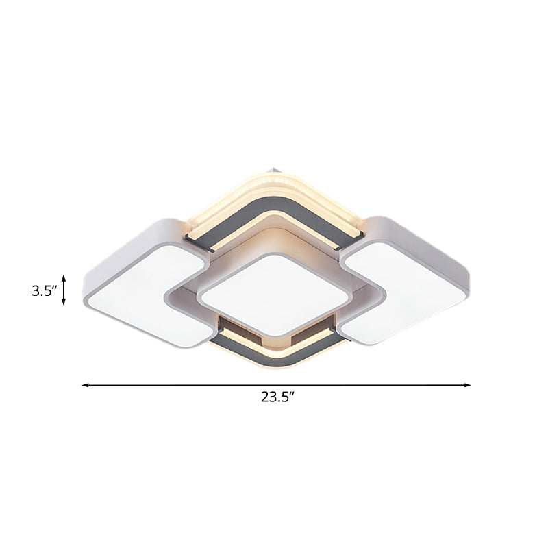 Rhombus Metal Flush Mount Lighting Contemporary LED Black-White Flush Ceiling Lamp for Bedroom Clearhalo 'Ceiling Lights' 'Close To Ceiling Lights' 'Close to ceiling' 'Flush mount' Lighting' 1193851