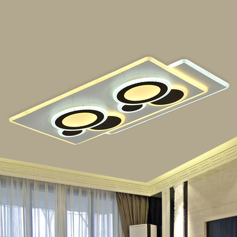 Round/Oval/Rectangle Flush Light Fixture Modernism Acrylic LED Bedroom Panel Flushmount in Black and White Clearhalo 'Ceiling Lights' 'Close To Ceiling Lights' 'Close to ceiling' 'Flush mount' Lighting' 1193862