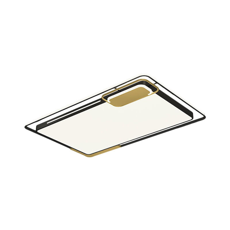 Rectangle Living Room Flush Mount Metal LED Modernist Flush Ceiling Light in Black and Gold, White/Warm Light Clearhalo 'Ceiling Lights' 'Close To Ceiling Lights' 'Close to ceiling' 'Flush mount' Lighting' 1194045