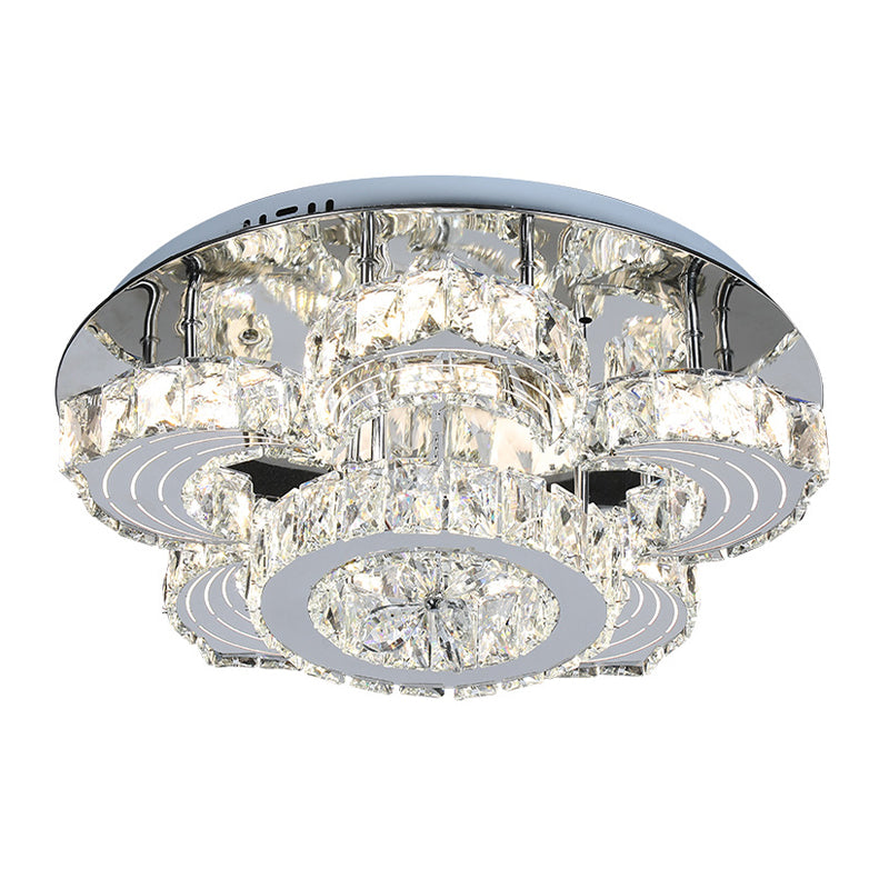 LED Semi Flush Ceiling Light Modern Flower Blossom Crystal Flushmount in Stainless Steel Clearhalo 'Ceiling Lights' 'Close To Ceiling Lights' 'Close to ceiling' 'Semi-flushmount' Lighting' 1194166