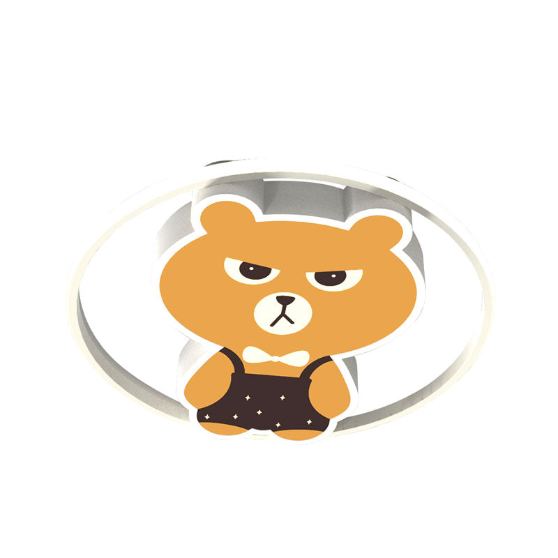 Metallic Bear Flush Light Fixture Cartoon LED Yellow Flush Mounted Lamp in White/Warm Light Clearhalo 'Ceiling Lights' 'Close To Ceiling Lights' 'Close to ceiling' 'Flush mount' Lighting' 1194611