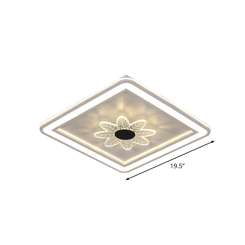 Kids Square Ceiling Flush Acrylic LED Bedroom Flush Mount Fixture with Windmill/Flower Detail in Black-White Clearhalo 'Ceiling Lights' 'Close To Ceiling Lights' 'Close to ceiling' 'Flush mount' Lighting' 1194664