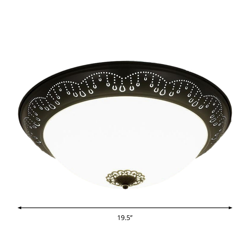 Black LED Light Fixture Ceiling Countryside Beveled Crystal Dome Shaped Flush Mount Light Clearhalo 'Ceiling Lights' 'Close To Ceiling Lights' 'Close to ceiling' 'Flush mount' Lighting' 1197680