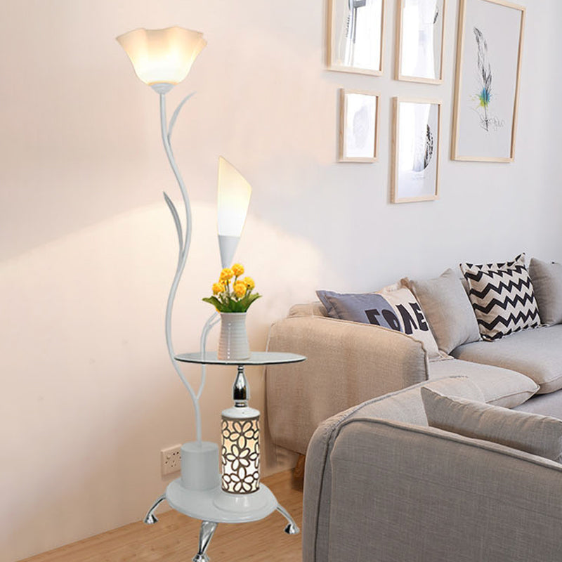 Branch-Like Arm Metallic Floor Lamp Rustic Style 2-Head Guest Room Standing Light in Black/White Clearhalo 'Floor Lamps' 'Lamps' Lighting' 1197706