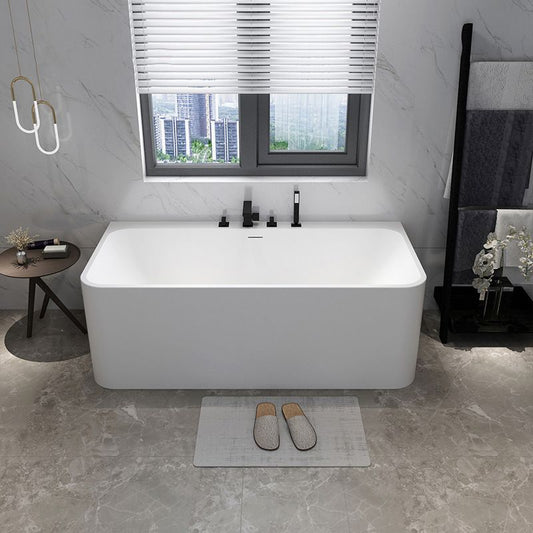 White Stone Rectangular Bath Tub Soaking Stand Alone Tub with Drain and Overflow Trim Clearhalo 'Bathroom Remodel & Bathroom Fixtures' 'Bathtubs' 'Home Improvement' 'home_improvement' 'home_improvement_bathtubs' 'Showers & Bathtubs' 1200x1200_0a1b11c9-887a-4557-aefd-03aeac6d704c