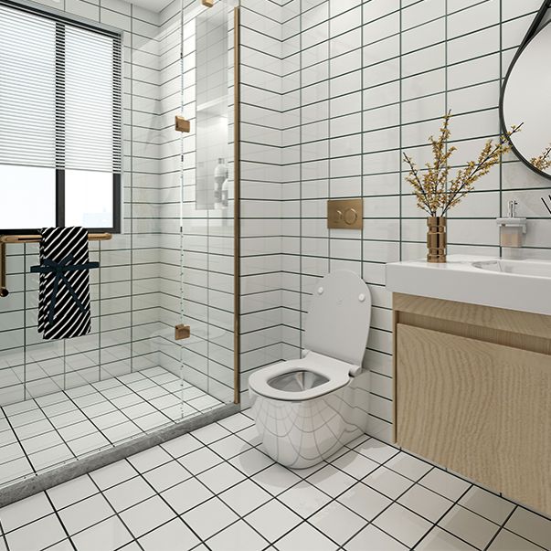 12" X 24" White Subway Tile Mixed Material Rectangular Shower Wall Tile Clearhalo 'Floor Tiles & Wall Tiles' 'floor_tiles_wall_tiles' 'Flooring 'Home Improvement' 'home_improvement' 'home_improvement_floor_tiles_wall_tiles' Walls and Ceiling' 1200x1200_39186f28-3009-43b8-be96-922c84465c76