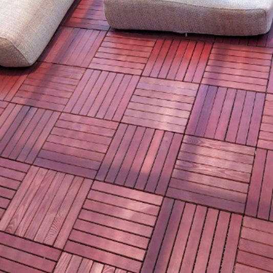 Red 6-Slat Square Wood Patio Tiles Snap Fit Installation Floor Board Tiles Clearhalo 'Home Improvement' 'home_improvement' 'home_improvement_outdoor_deck_tiles_planks' 'Outdoor Deck Tiles & Planks' 'Outdoor Flooring & Tile' 'Outdoor Remodel' 'outdoor_deck_tiles_planks' 1200x1200_4cbc5326-3179-472b-8103-de79a8b11e66