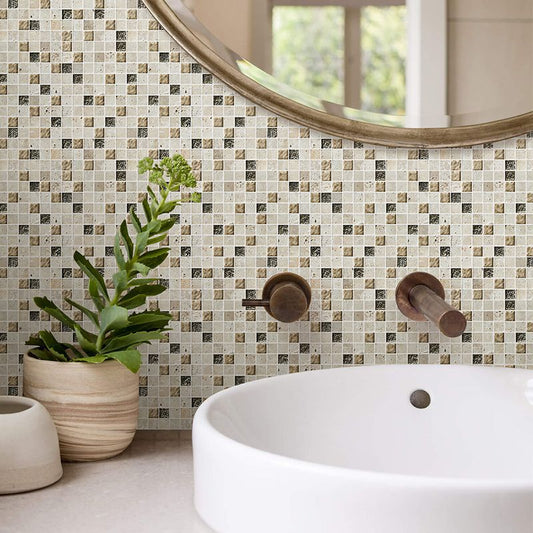 Contemporary Mosaic Tile Glass & Natural Stone Mosaic Tile with Square Shape Clearhalo 'Floor Tiles & Wall Tiles' 'floor_tiles_wall_tiles' 'Flooring 'Home Improvement' 'home_improvement' 'home_improvement_floor_tiles_wall_tiles' Walls and Ceiling' 1200x1200_67641aa6-3fc2-420f-96f5-985051e77180